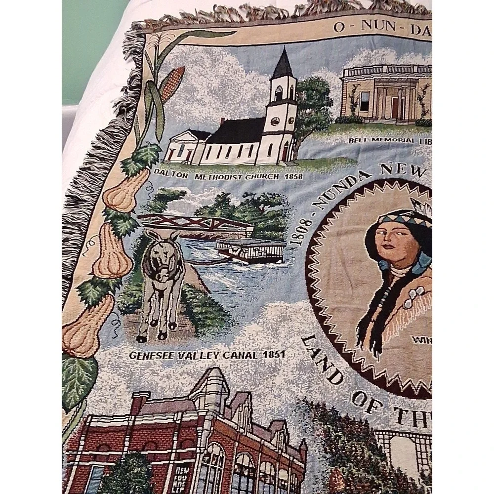 2000 Nunda New York Historical Site Tapestry Throw Blanket 46